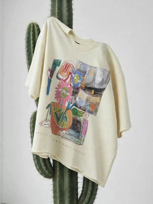 “DEAD FLOWERS” LE TEE LIGHT YELLOW